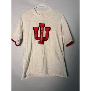 Center Cut IU INDIANA Hoosier White Double Lined Shirt Men's Size Large